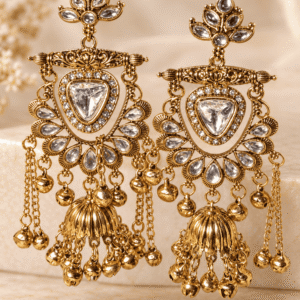 Royal Crystal Cascade Jhumka Earrings